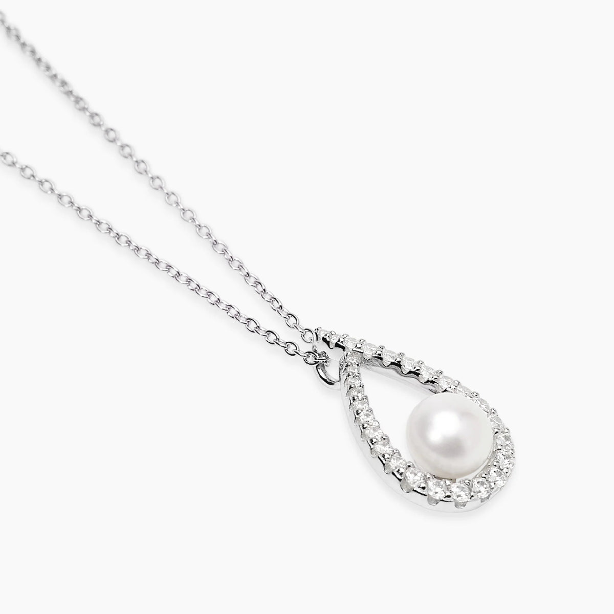 Collana In Argento Con Pendente A Goccia Con Perla Coltivata E Zirconi Mabina Donna "One" 553884
