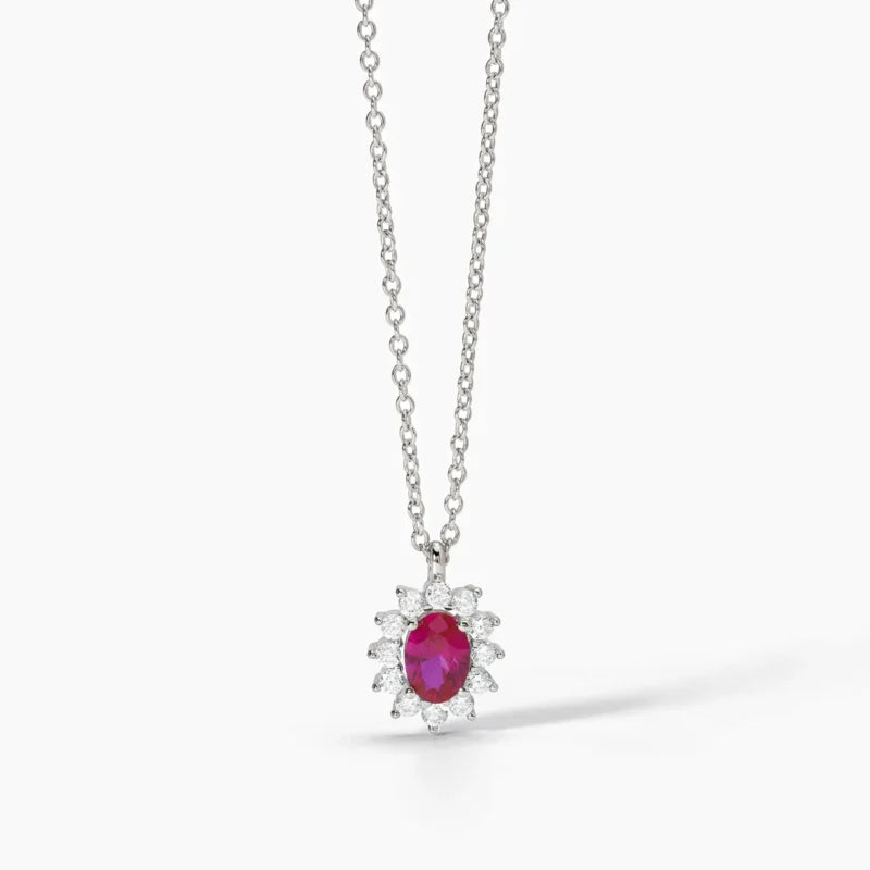 Collana In Argento Con Pendente Rubino Sintetico E Zirconi Mabina Donna "Cool Or Retrò?" 553647