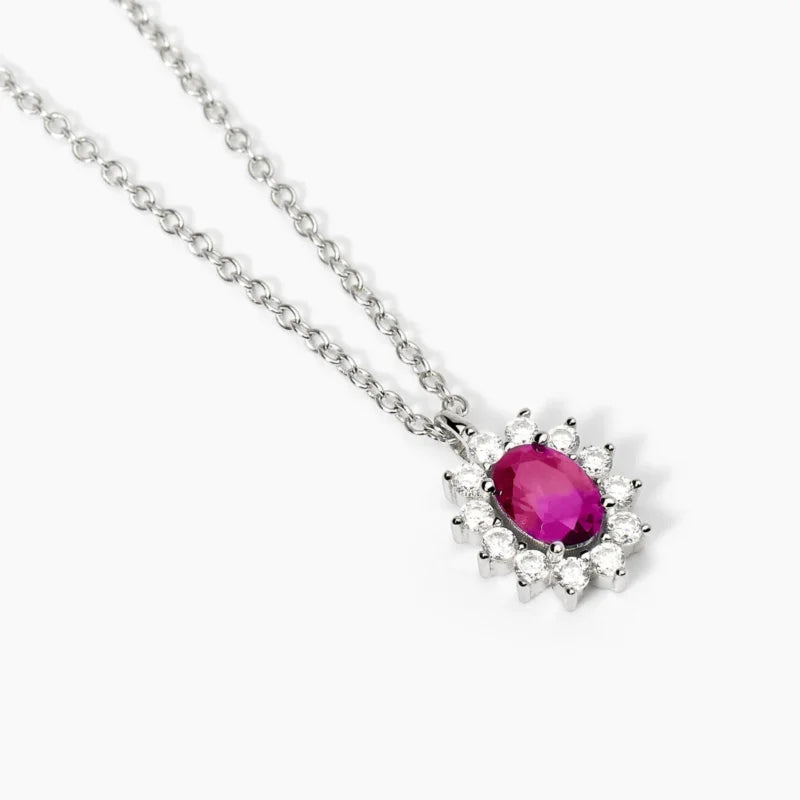 Collana In Argento Con Pendente Rubino Sintetico E Zirconi Mabina Donna "Cool Or Retrò?" 553647