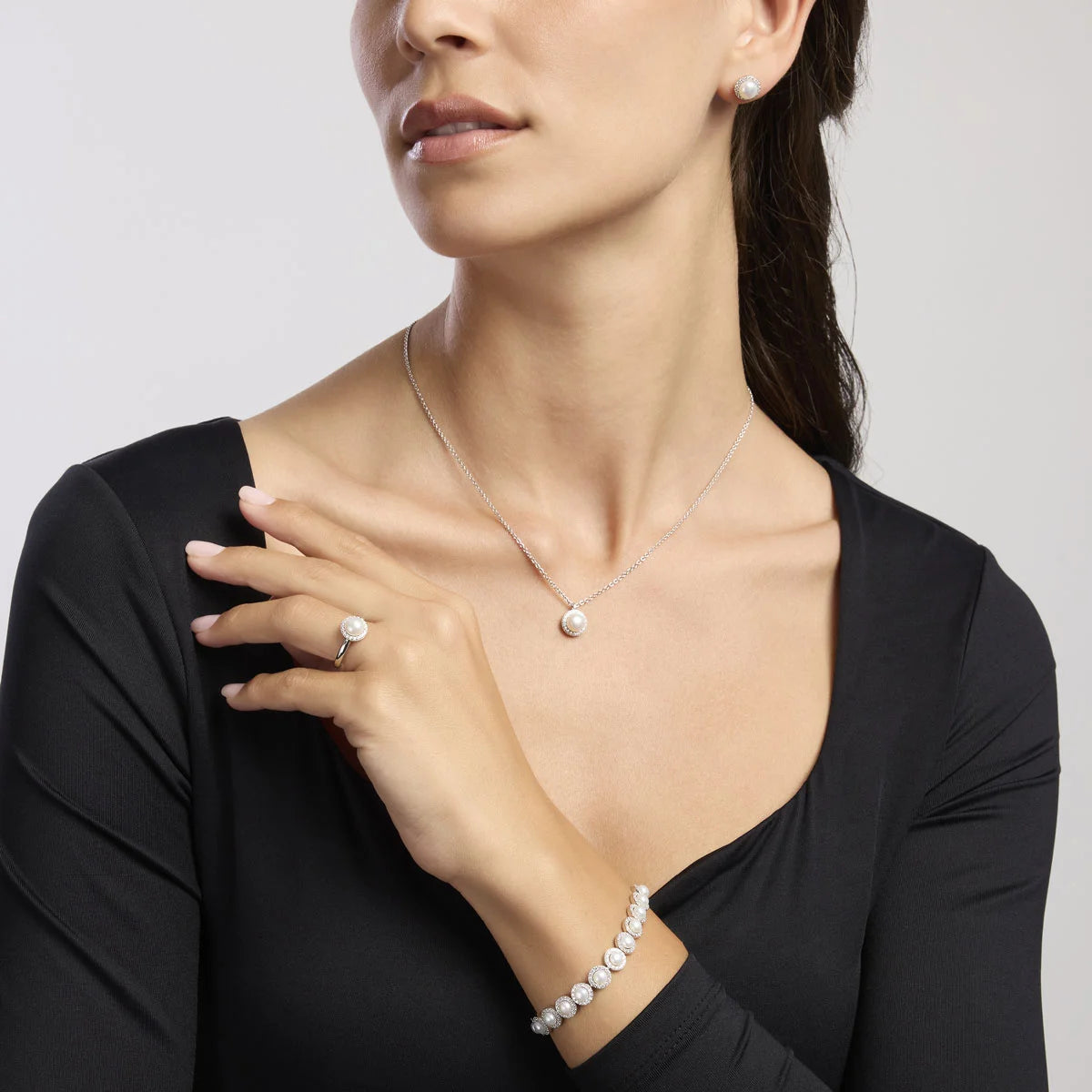 Collana In Argento Con Perla Coltivata E Zirconi Mabina Donna "Milanesienne" 553674
