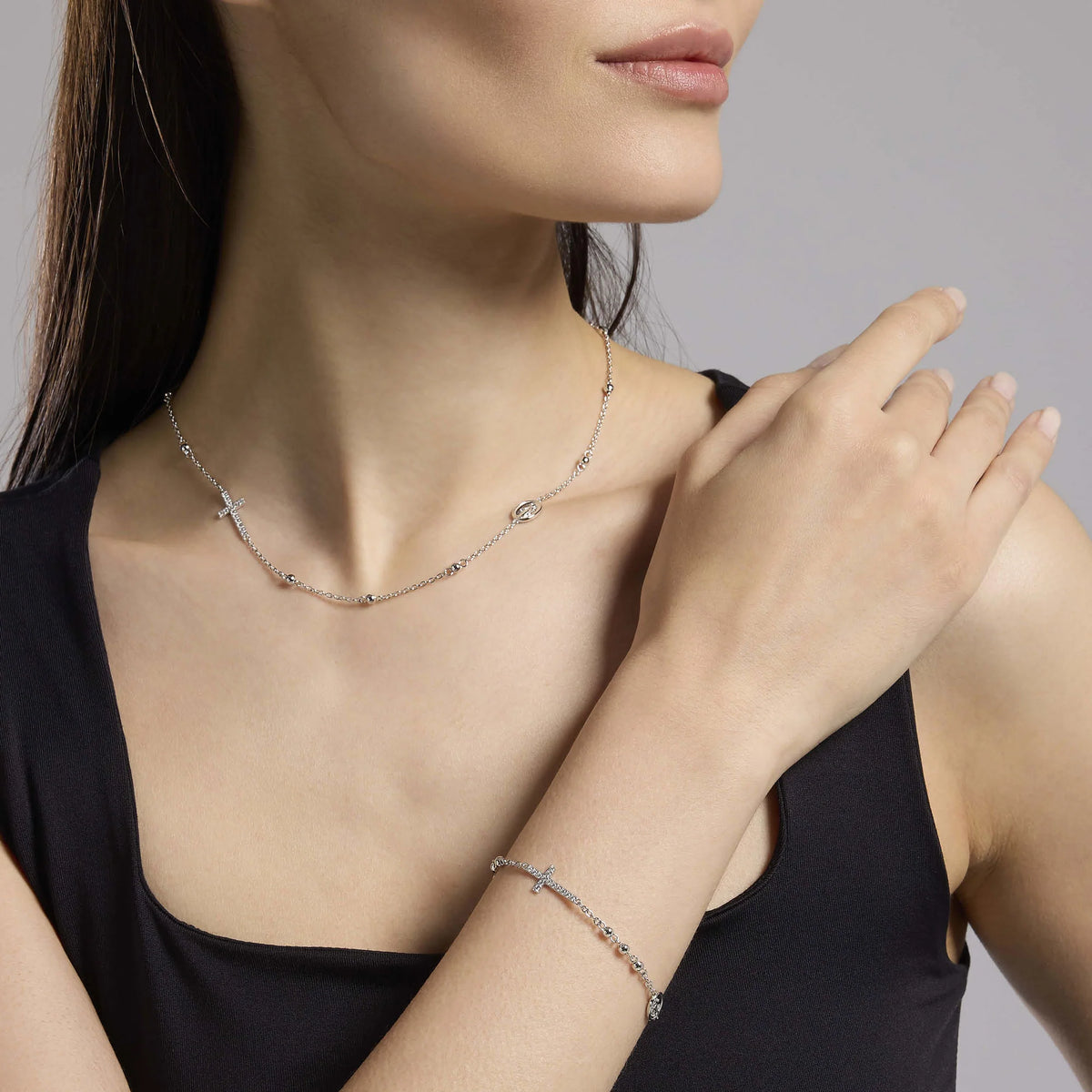 Collana Rosario In Argento Mabina Uomo Donna 553781