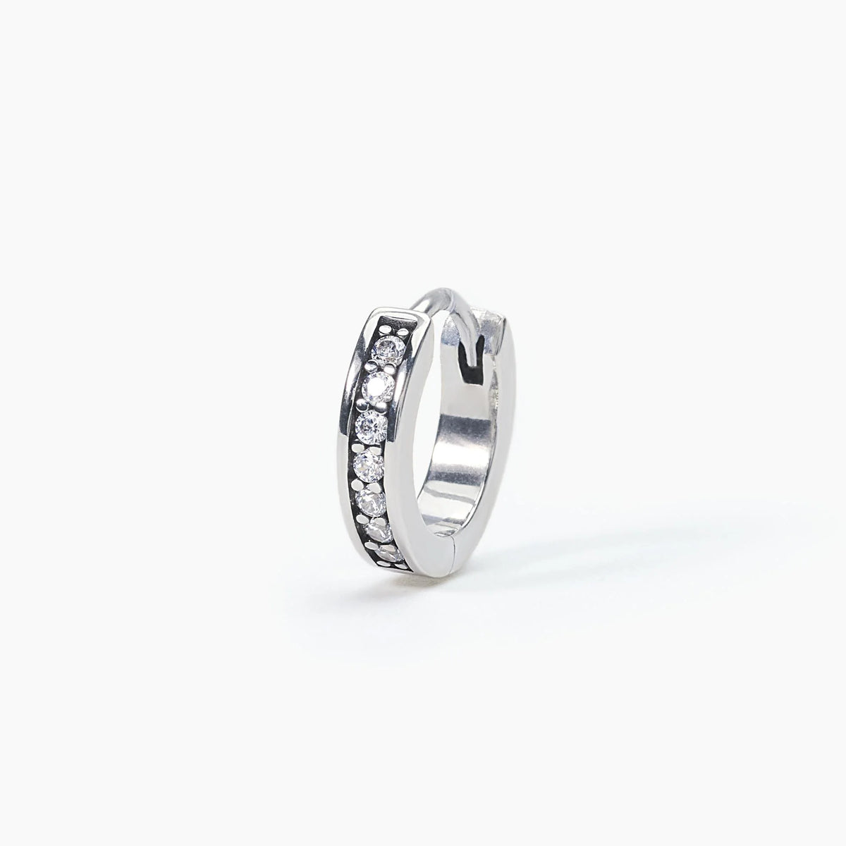 Mono Orecchino A Cerchio In Argento Con Zirconi Bianchi Mabina Uomo "Monomania" 563530