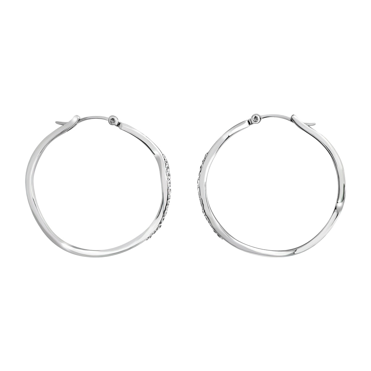 Orecchini A Cerchio Con Finitura Specchiata E Zirconi Bianchi Breil Donna "Zig Zag" TJ3909
