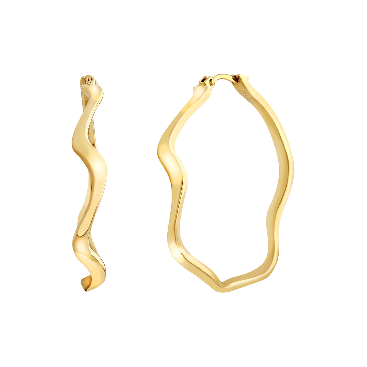 Orecchini A Cerchio In Acciaio Con Finitura Ip Oro 14K Breil Donna "Zig Zag" TJ3910