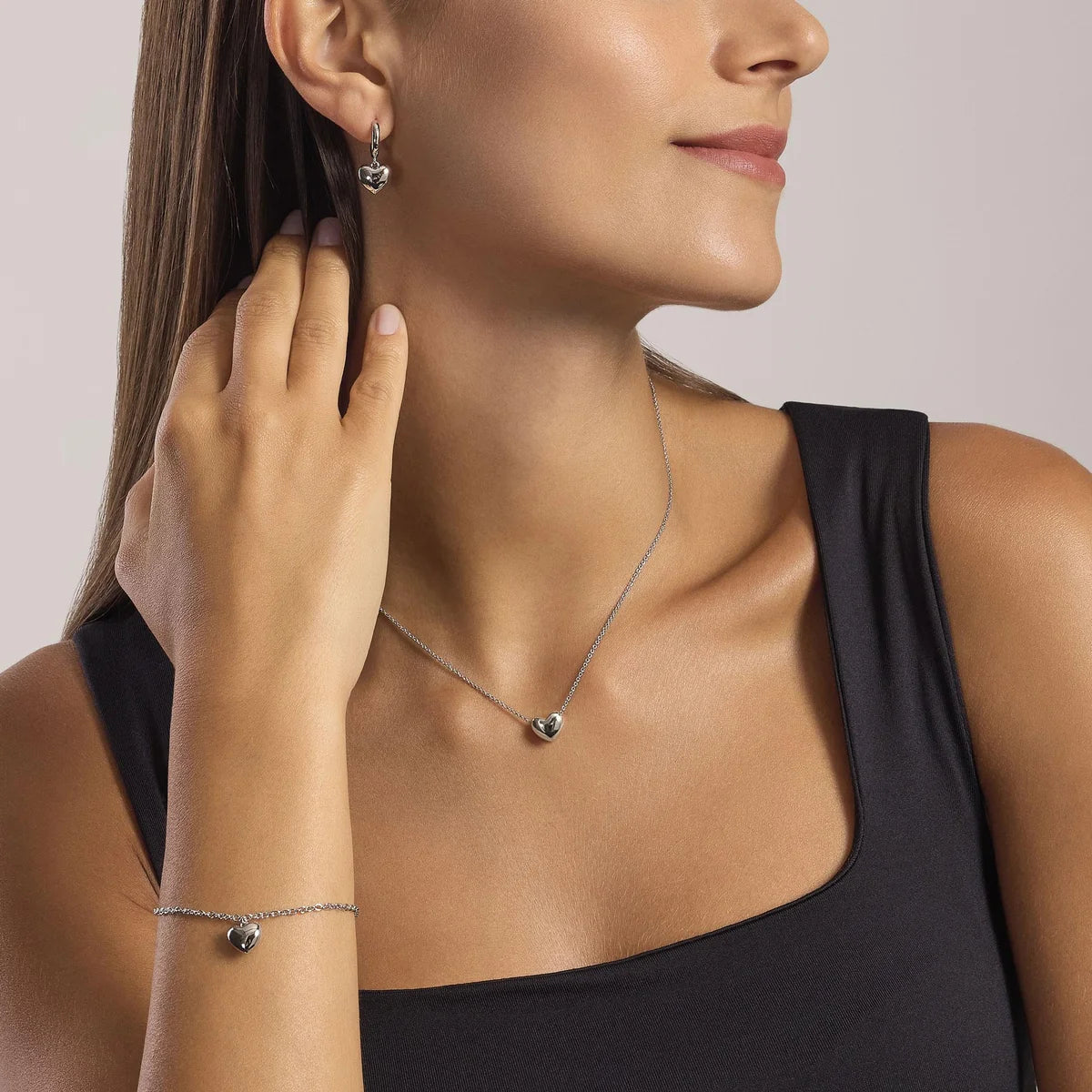 Orecchini A Cerchio In Argento Con Pendenti A Cuore Mabina Donna "Feeling" 563820
