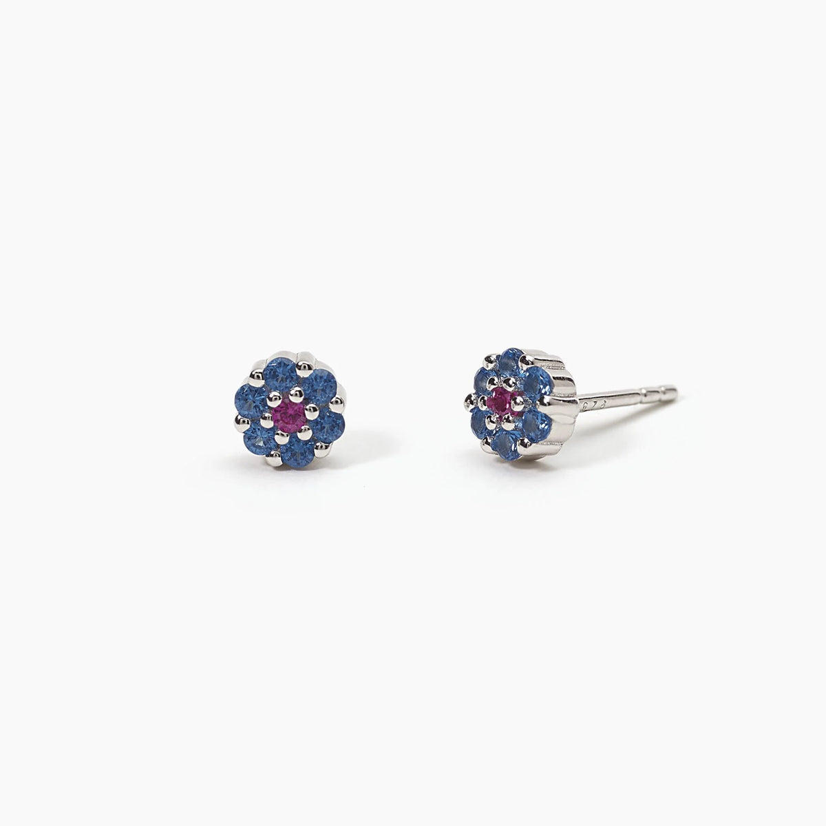 Orecchini In Argento Con Fiore Azzurro E Rosso Mabina Donna "Fior Fiore" 563500