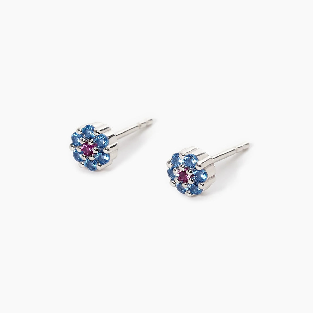 Orecchini In Argento Con Fiore Azzurro E Rosso Mabina Donna "Fior Fiore" 563500
