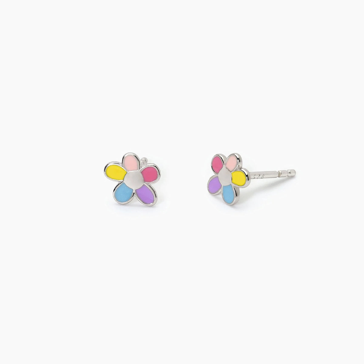 Orecchini  A Lobo In Argento Con Fiorellino Smaltato Bambina Mabina Junior "Bloom" 563695