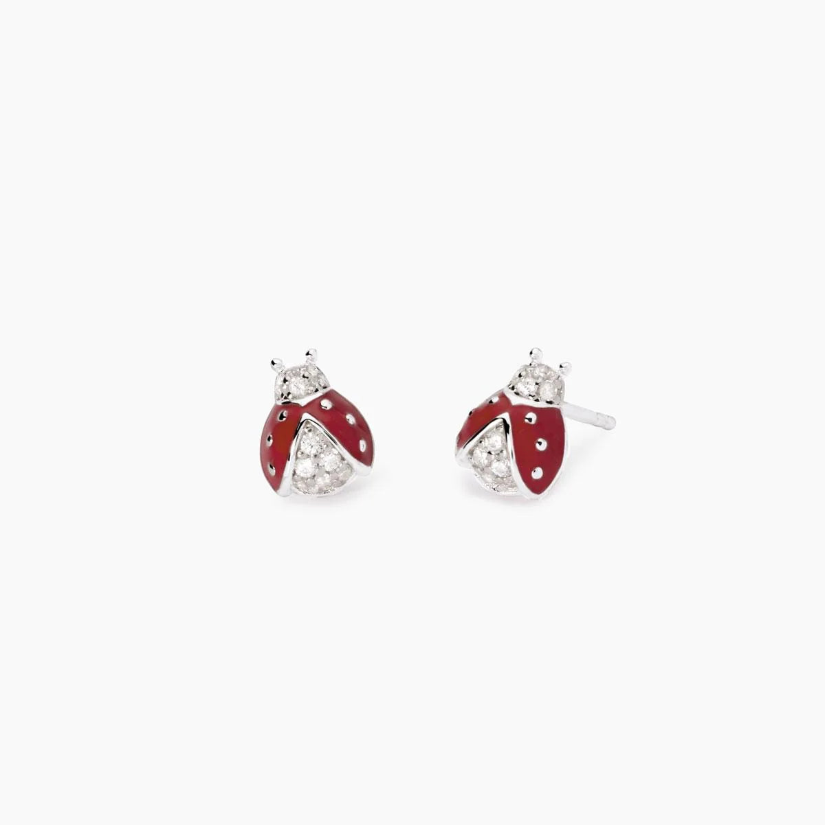 Orecchini Con Coccinella In Argento Smalti E Zirconi Bambina Mabina Junior "Fortunella" 563781