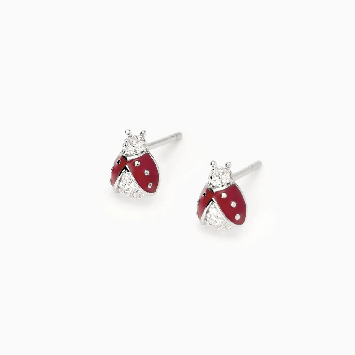 Orecchini Con Coccinella In Argento Smalti E Zirconi Bambina Mabina Junior "Fortunella" 563781