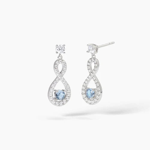 Orecchini Con Pendente Infininito In Argento Acquamarina Sintetica E Zirconi Mabina Donna "Endless" 563746