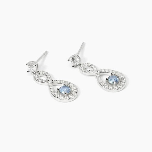 Orecchini Con Pendente Infininito In Argento Acquamarina Sintetica E Zirconi Mabina Donna "Endless" 563746