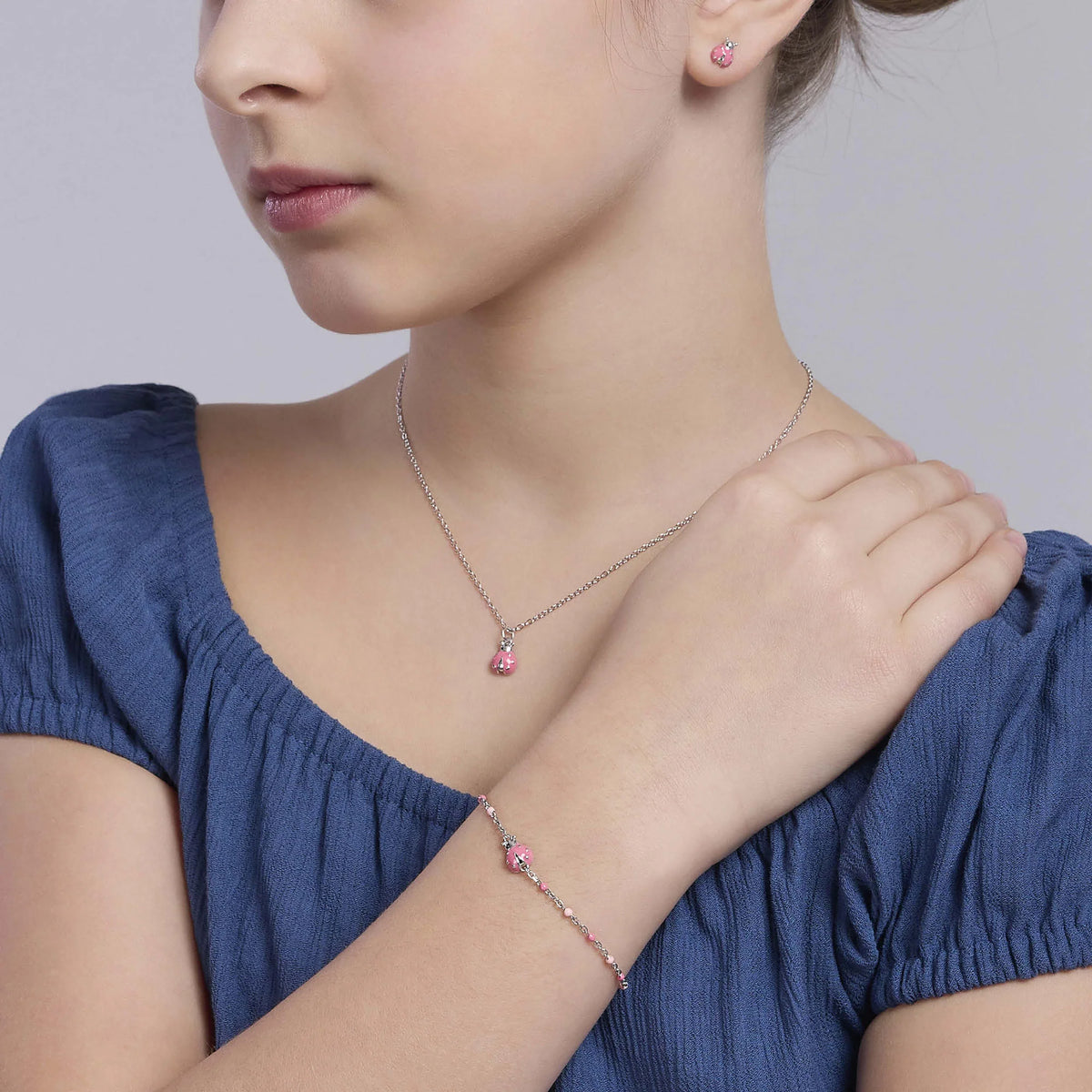Orecchini In Argento Con Coccinelle Smaltate Bambina Mabina Junior "Fortunella" 563854
