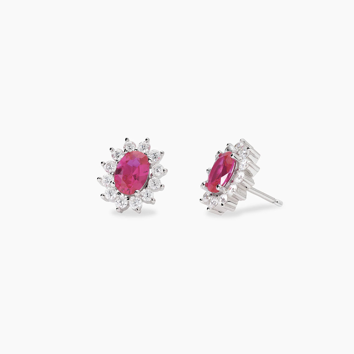 Orecchini In Argento Con Rubino Sintetico E Zirconi Bianchi Mabina Donna "Cool Or Retrò" 563717