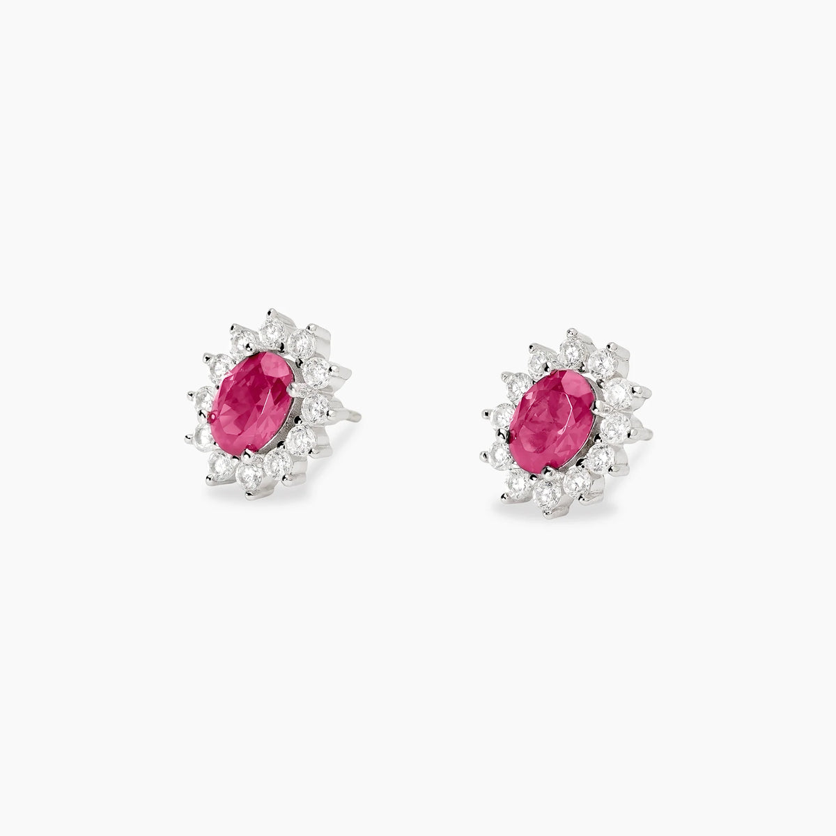 Orecchini In Argento Con Rubino Sintetico E Zirconi Bianchi Mabina Donna "Cool Or Retrò" 563717