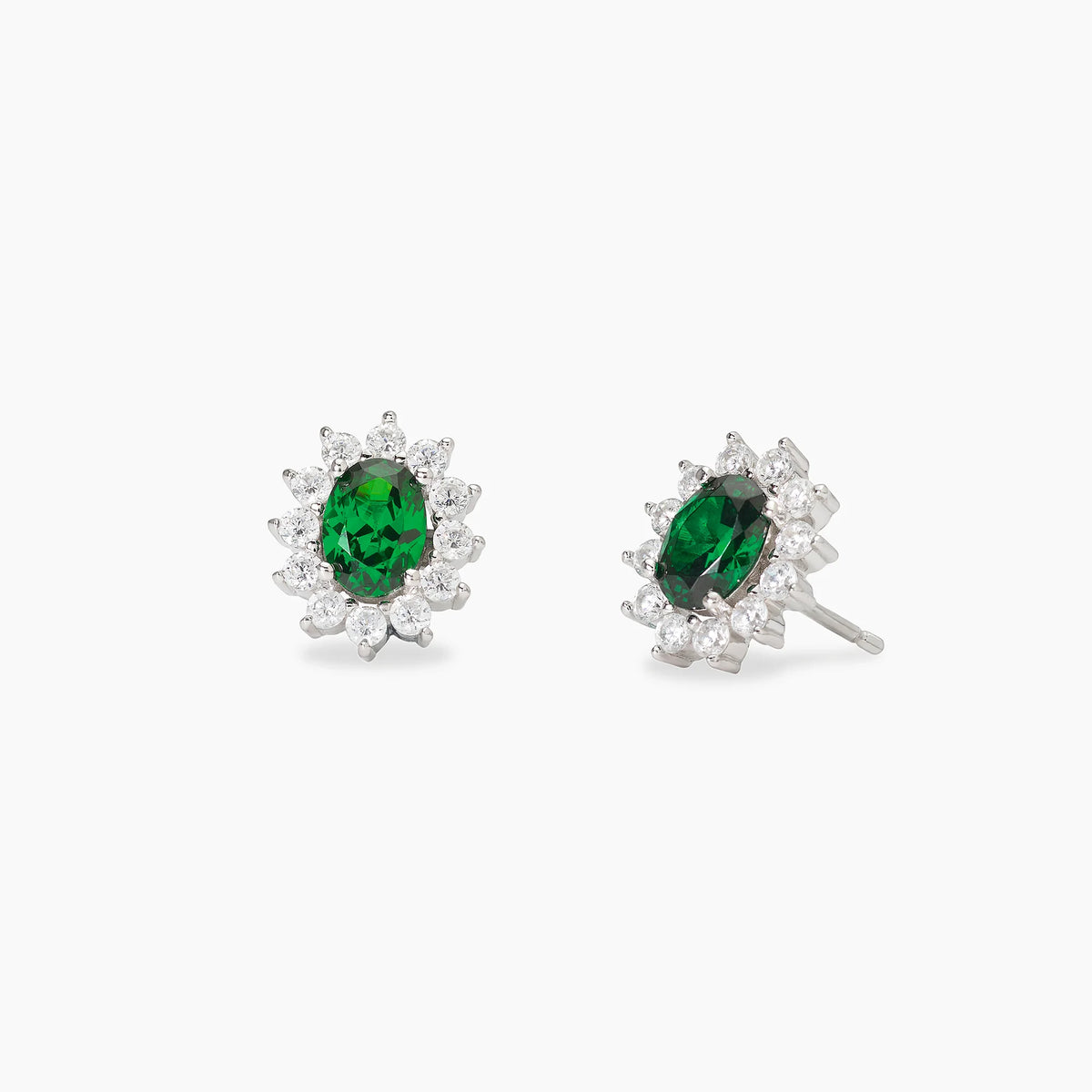 Orecchini In Argento Con Smeraldo Sintetico E Zirconi Bianchi Mabina Donna "Cool Or Retrò" 563715