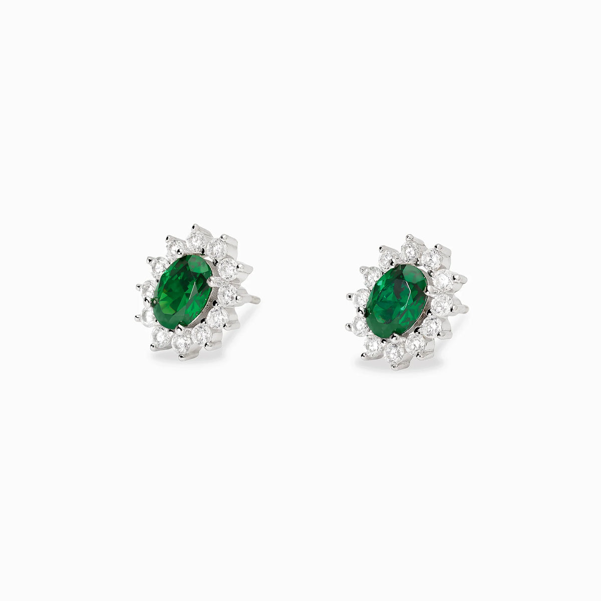 Orecchini In Argento Con Smeraldo Sintetico E Zirconi Bianchi Mabina Donna "Cool Or Retrò" 563715