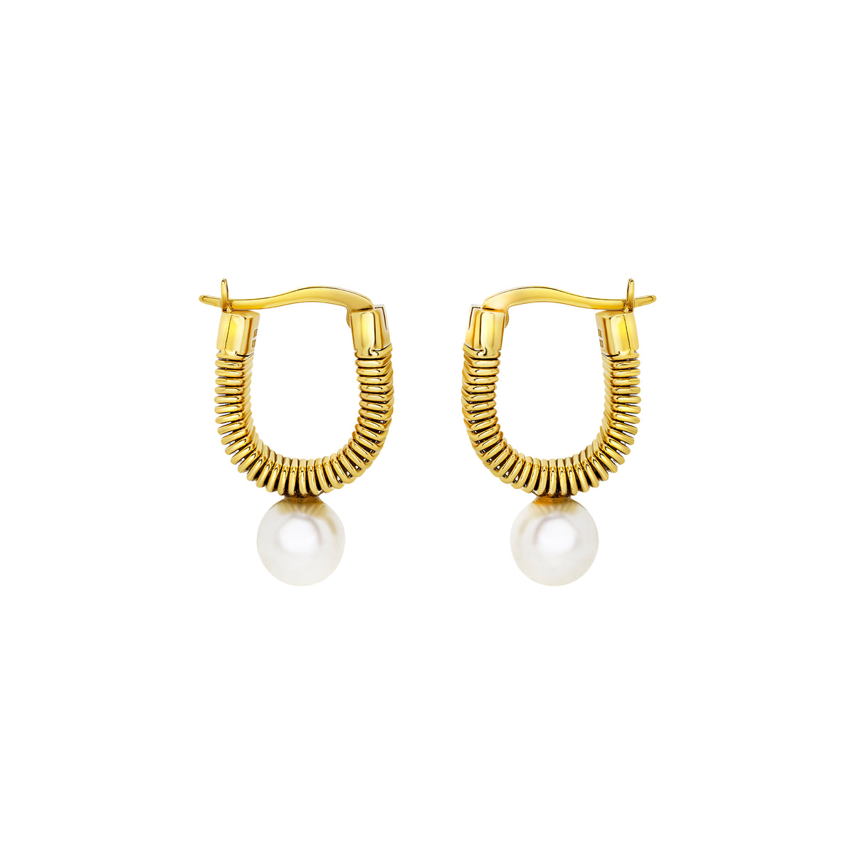 Orecchini Pendenti A Boccola Ovale Con Finitura Ip Oro 14K E Perla "Stylize" TJ4052