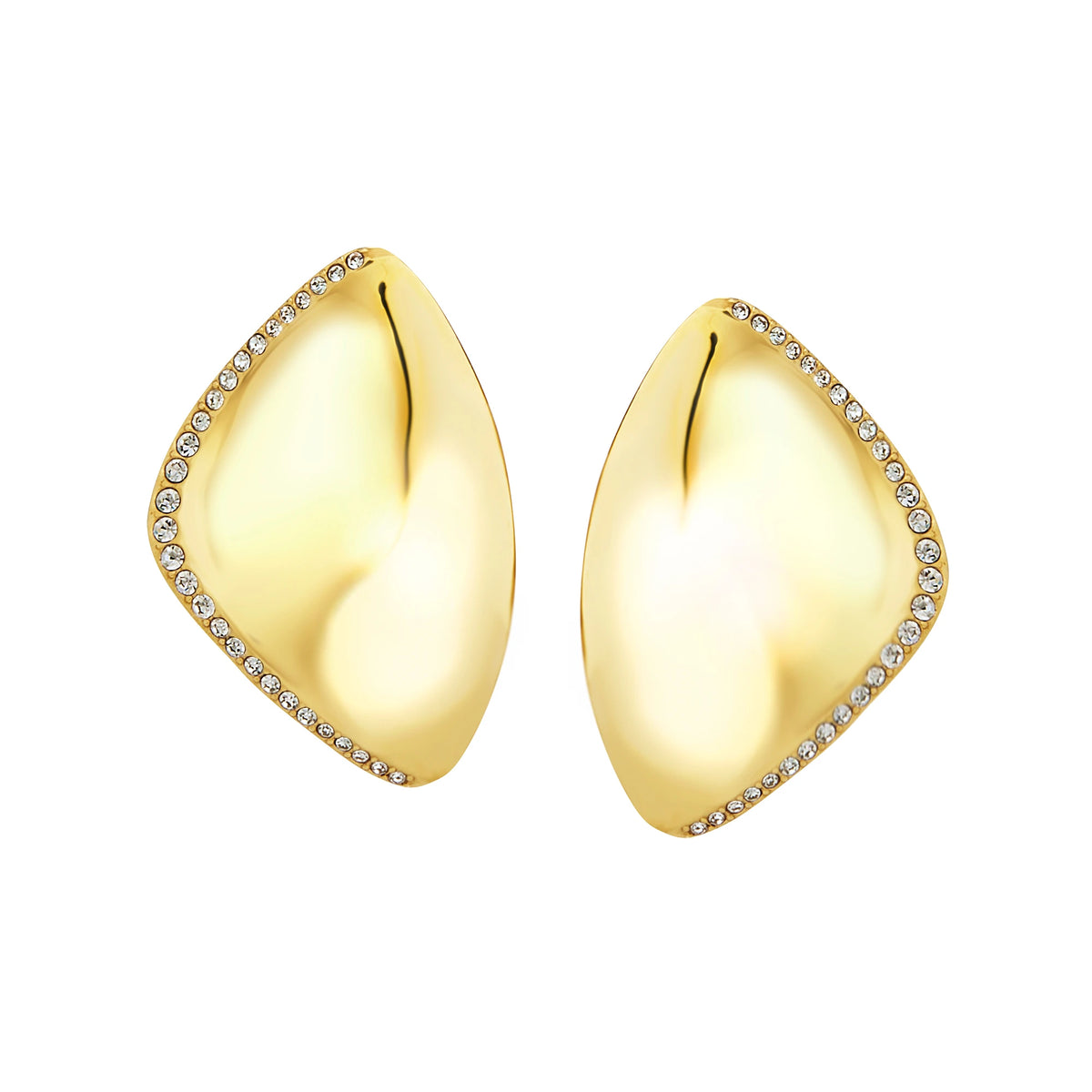 Orecchini Pendenti In Acciaio Con Finitura PVD Oro 14K E Zirconi Bianchi Breil Donna "Retwist" TJ3918