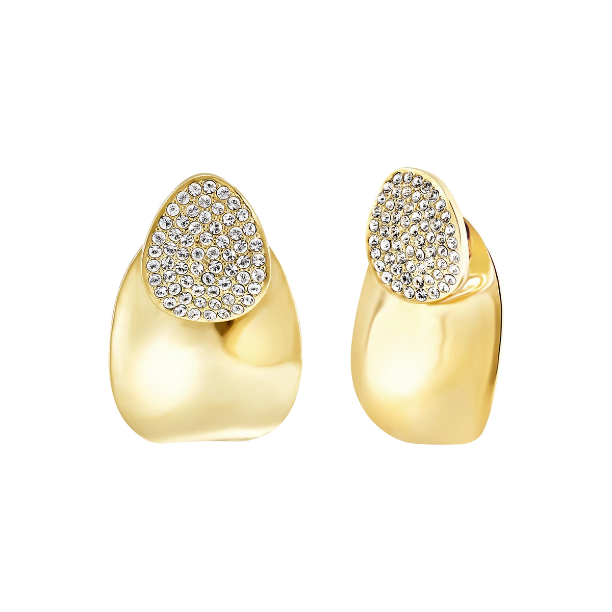Orecchini Pendenti In Acciaio Con Finitura PVD Oro 14k E Pavè Di Zirconi Breil Donna "B Whisper Glow" TJ4201