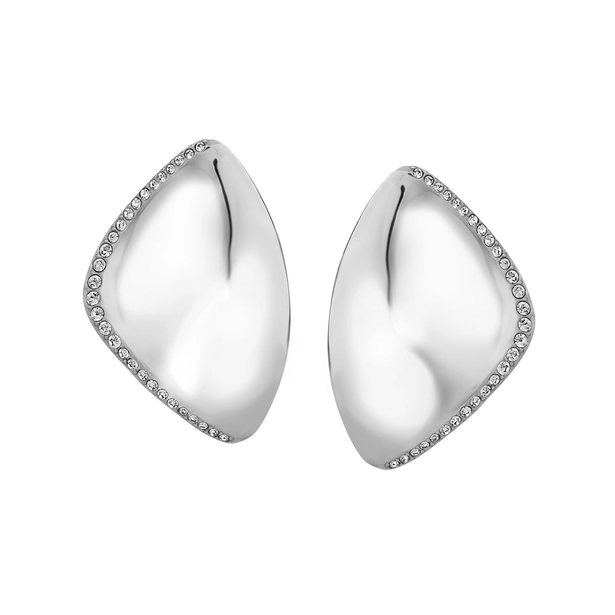 Orecchini Pendenti In Acciaio Con Finitura Specchiata E Zirconi Breil Donna "Retwist" TJ3917