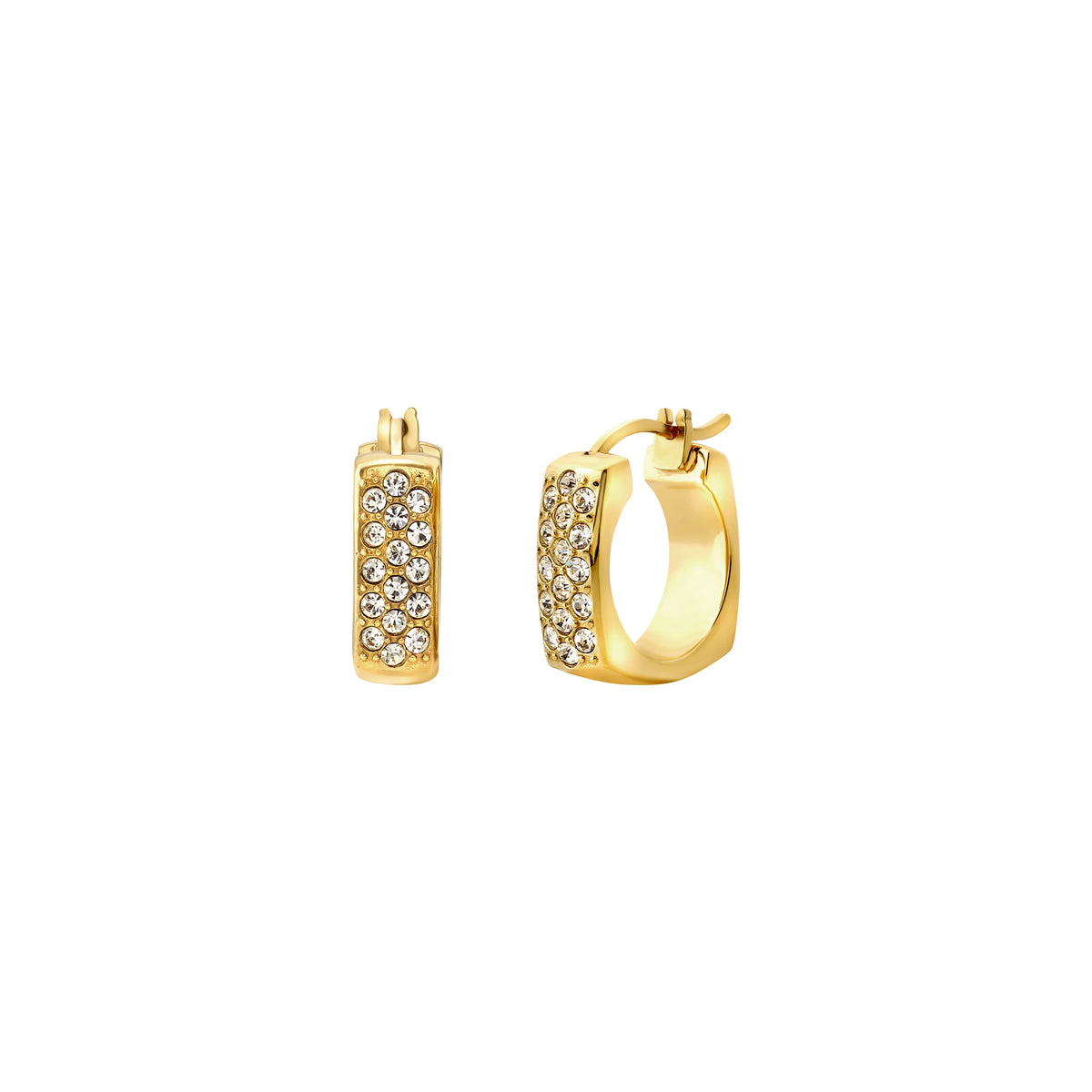 Orecchini Pendenti In Acciaio Finitura PVD Oro 14K E Zirconi Breil Donna "Tetra" TJ4190