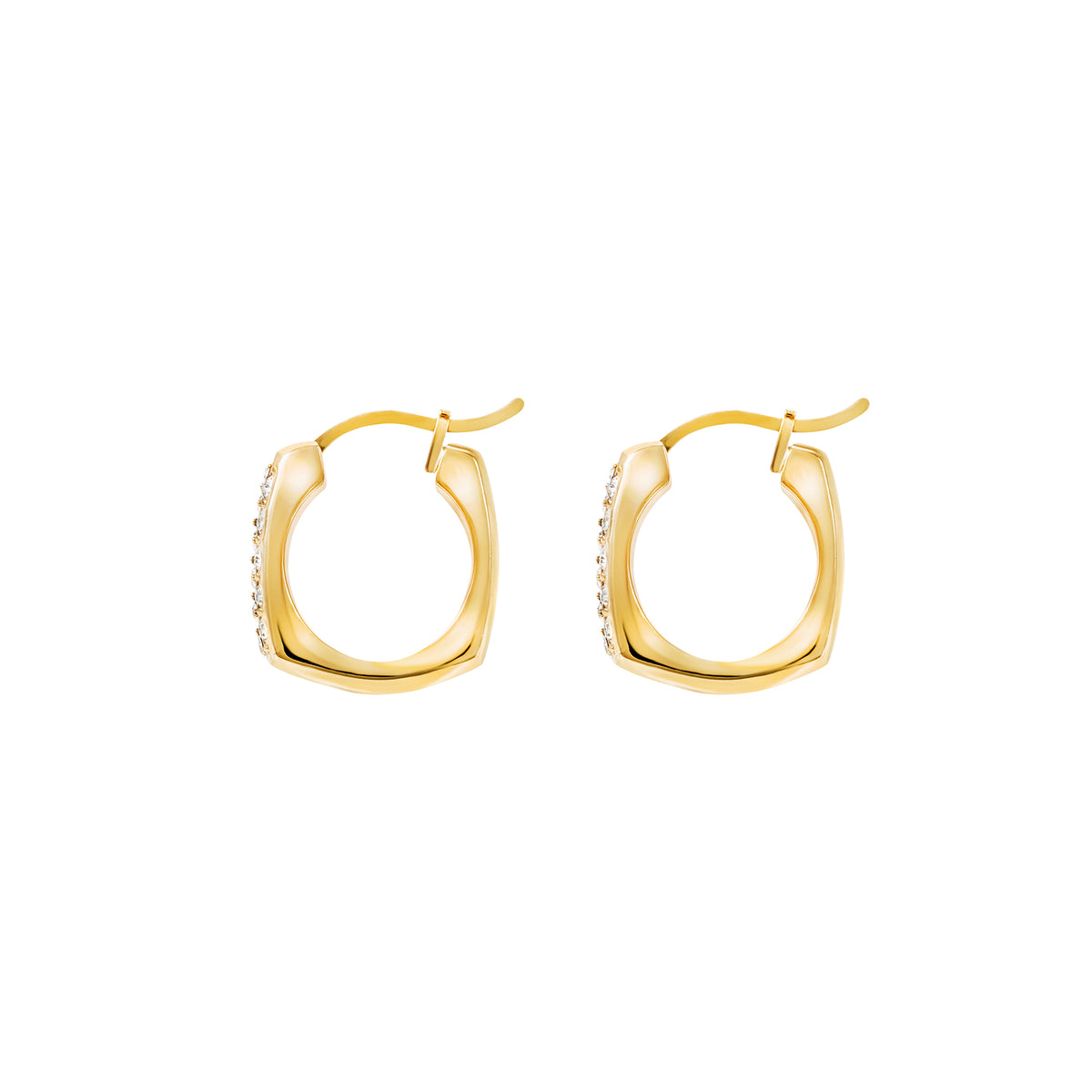 Orecchini Pendenti In Acciaio Finitura PVD Oro 14K E Zirconi Breil Donna "Tetra" TJ4190