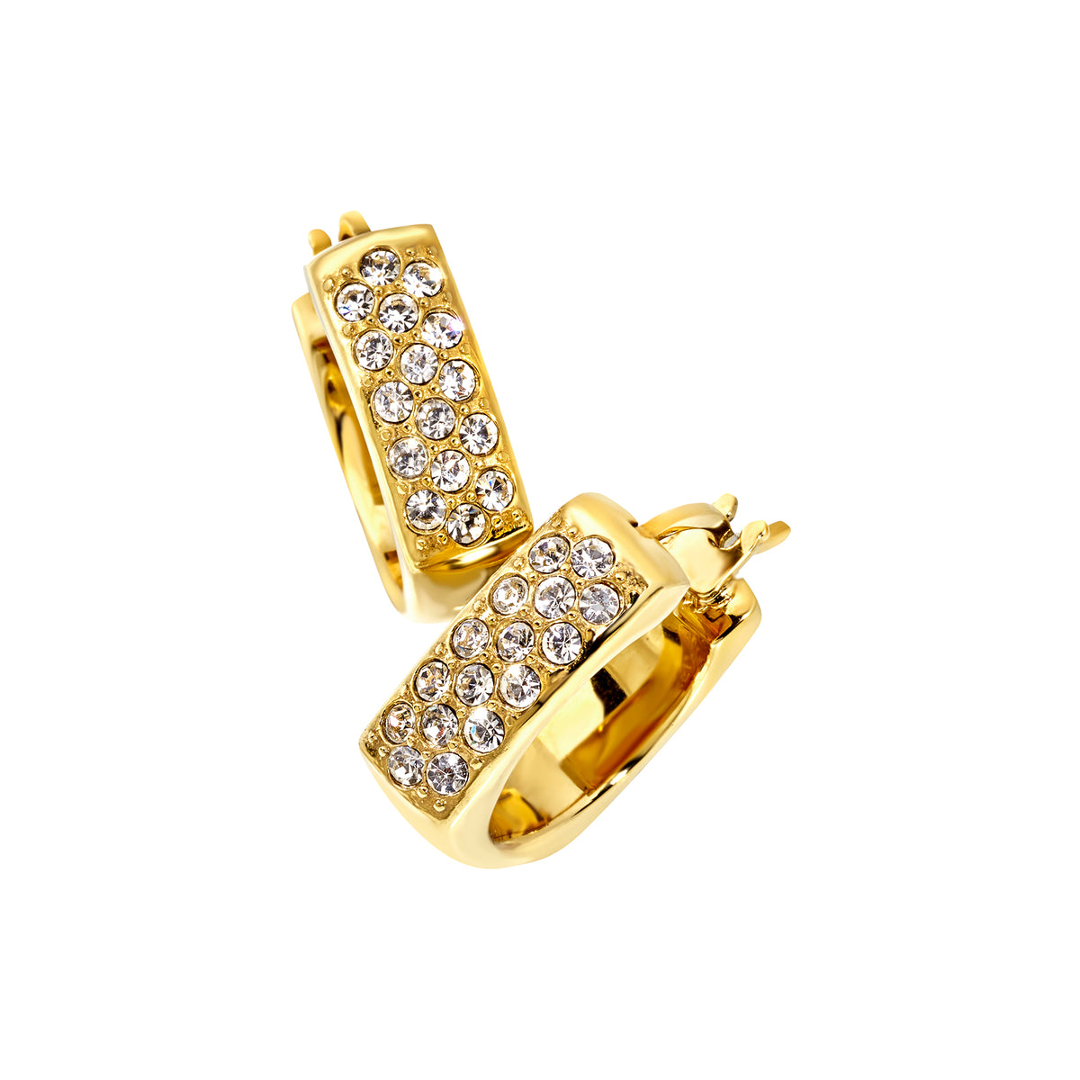 Orecchini Pendenti In Acciaio Finitura PVD Oro 14K E Zirconi Breil Donna "Tetra" TJ4190