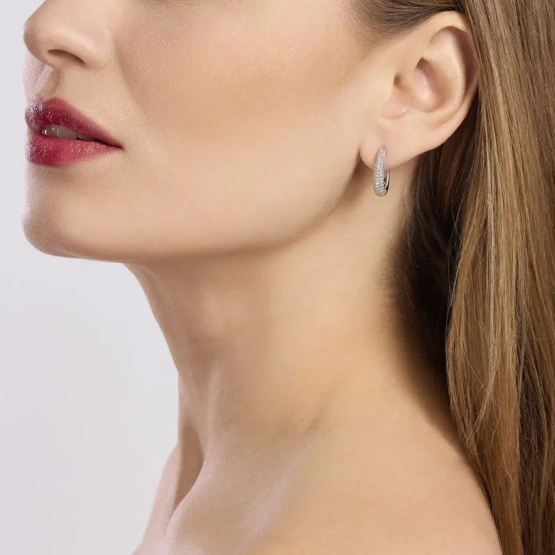 Orecchini Pendenti Ovali In Argento E Zirconi Mabina Donna "Cleopatra" 563776