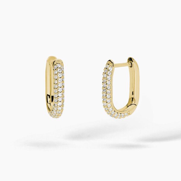 Orecchini Pendenti Ovali In Argento Placcato Oro E Zirconi Mabina Donna "Couture" 563731