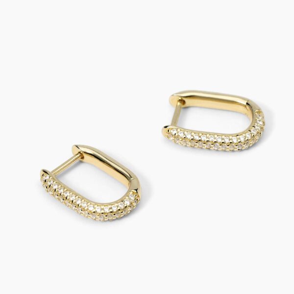 Orecchini Pendenti Ovali In Argento Placcato Oro E Zirconi Mabina Donna "Couture" 563731